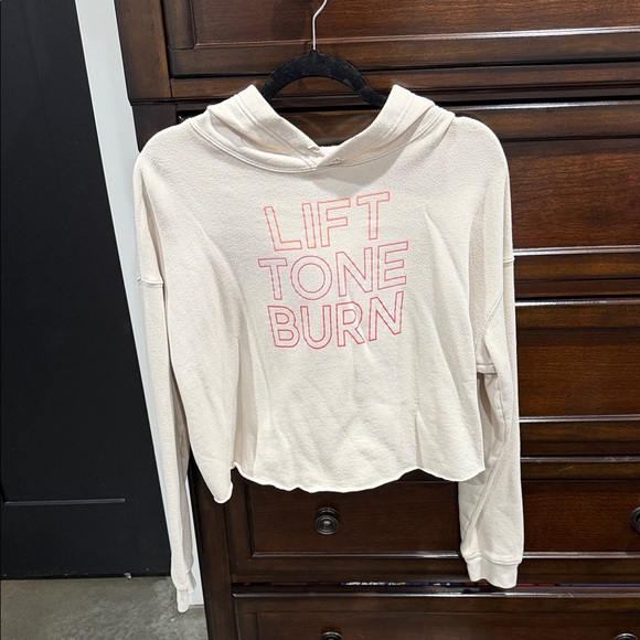Pure Barre Tops - Pure Barre LBT Cream Hoodie with Pink Text